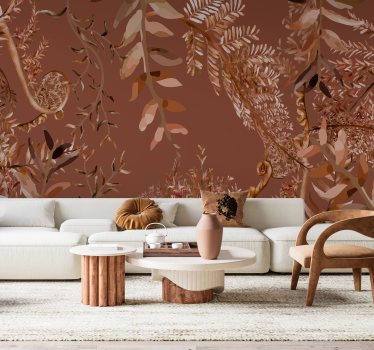 Tette blader terracotta fototapet - Tenstickers