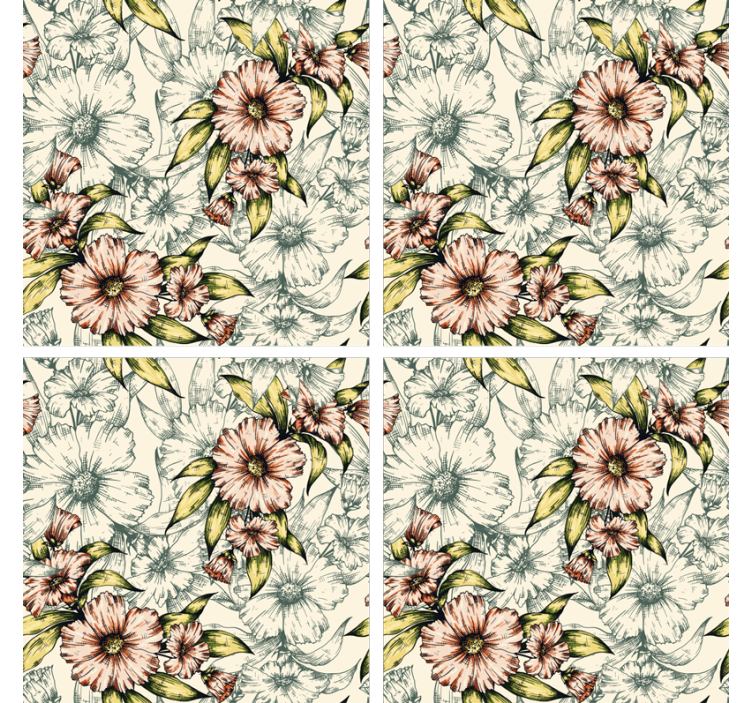 Vintage blomstertrykk coaster - Tenstickers