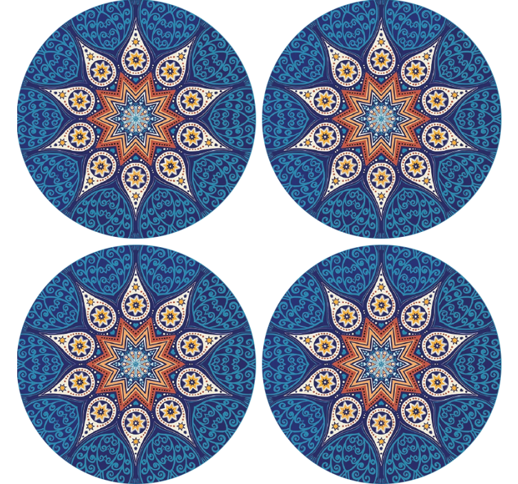Underlag med intrikat blå mandala-design - Tenstickers