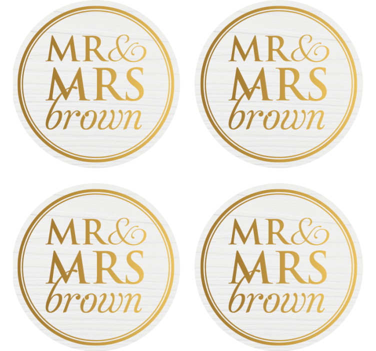 Personlig Mr & Mrs bryllup glassbrikke - Tenstickers