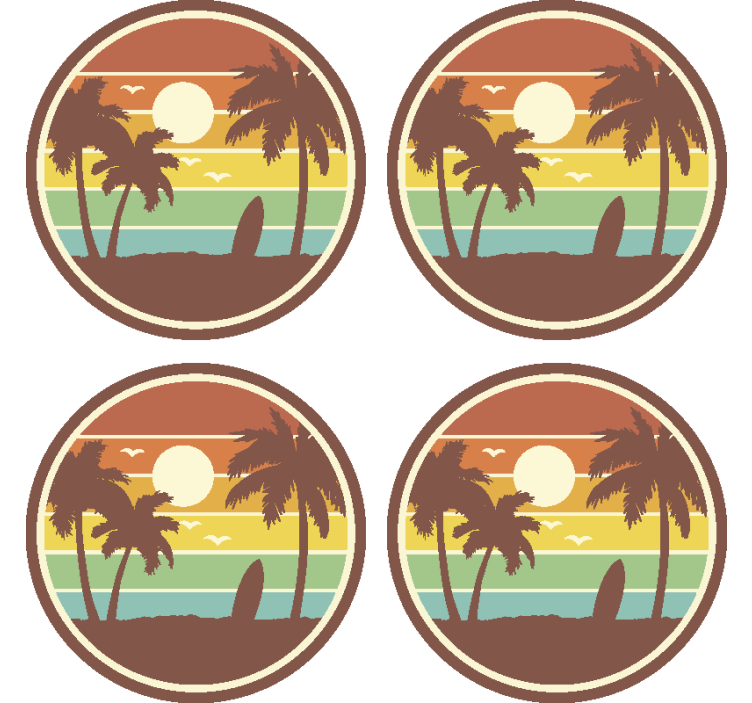 Retro surf landskap drink coaster - Tenstickers