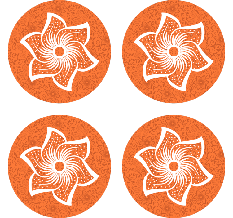 Stylish orange flora underlag øl - Tenstickers