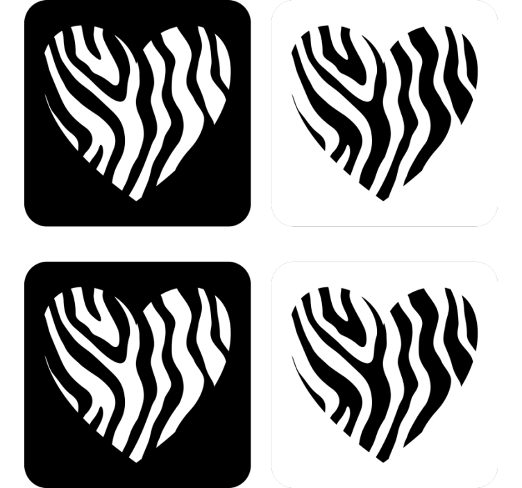 Underlag nerdete zebra mønster hjerteformet - Tenstickers