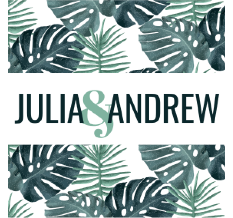 Tropisk bladmønster underlag bryllup - Tenstickers