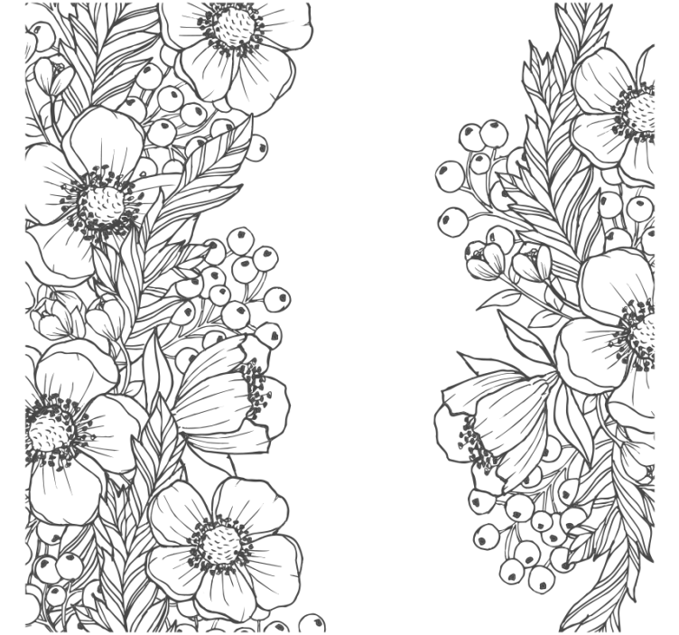 Floral outline patterns underlag - Tenstickers