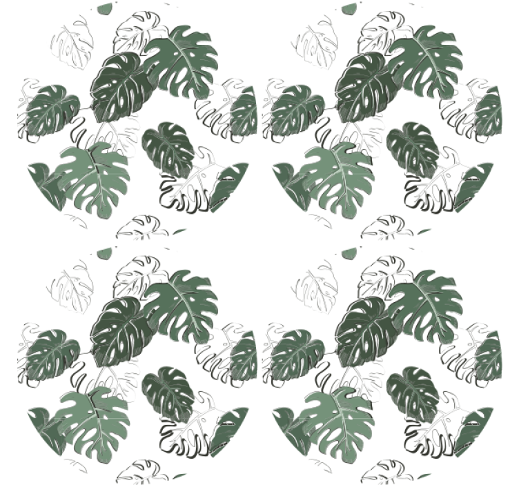 Monstera deliciosa hjørne flere glassbrikke - Tenstickers