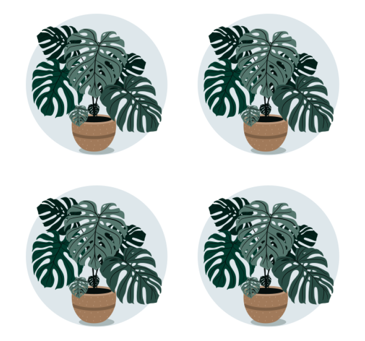 Liten potteplante flere glassbrikke - Tenstickers