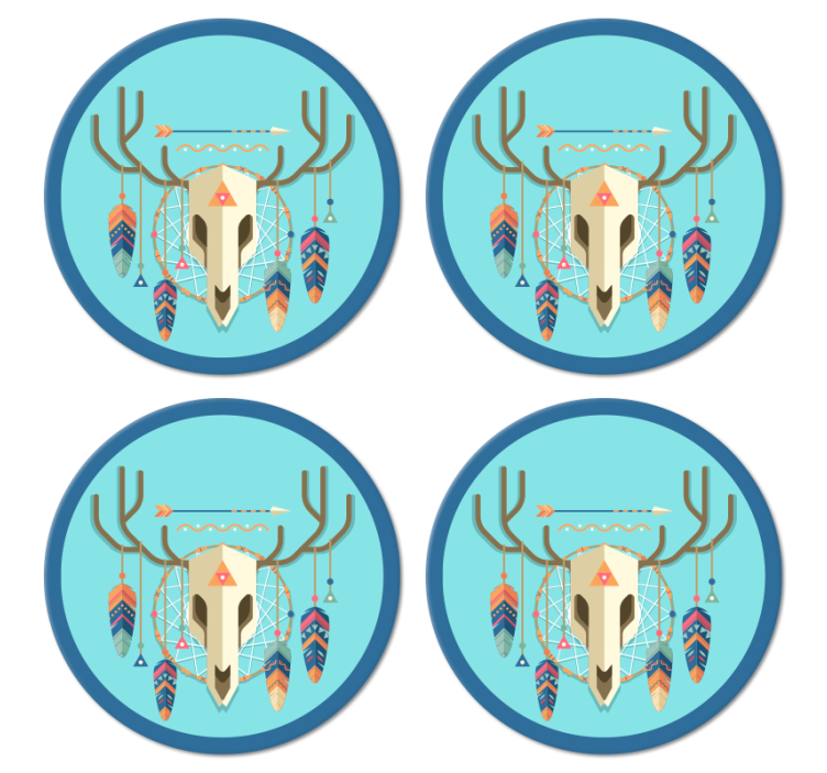 Skull boho stil moderne coasters - Tenstickers