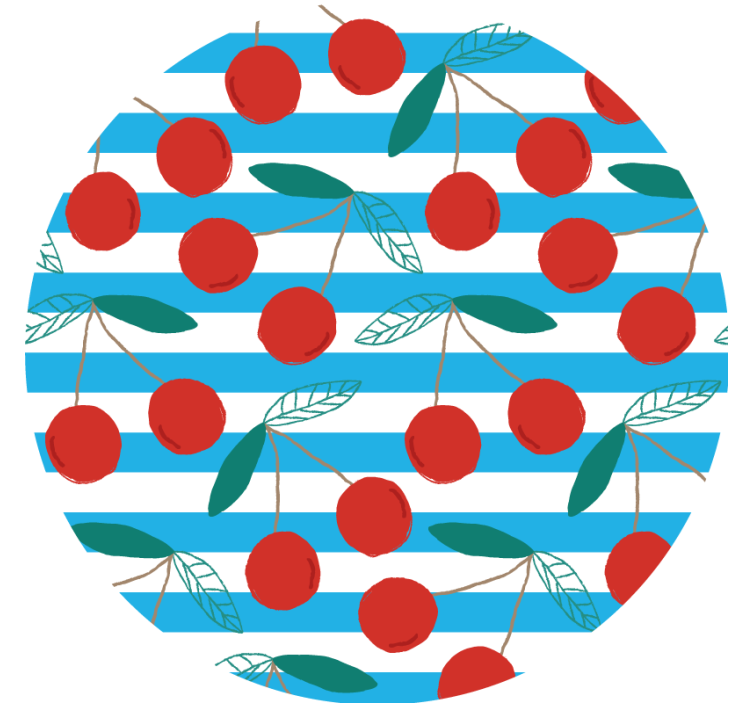 Kirsebærmønster med blå striper underlag moderne - Tenstickers