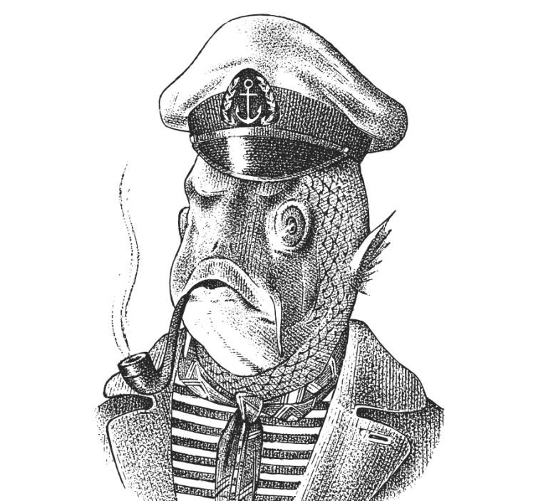 Captain fish karakter underlag nerdete - Tenstickers