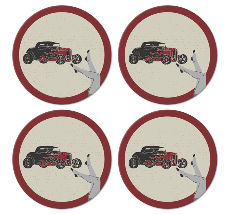 Vintage underlag flammende hot rod - Tenstickers