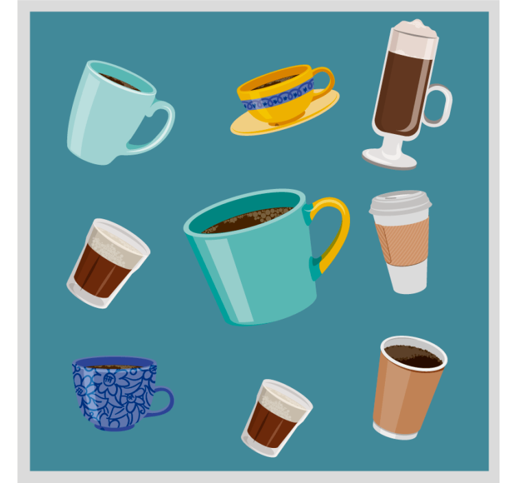 Moderne underlag til ulike kaffekopper - Tenstickers