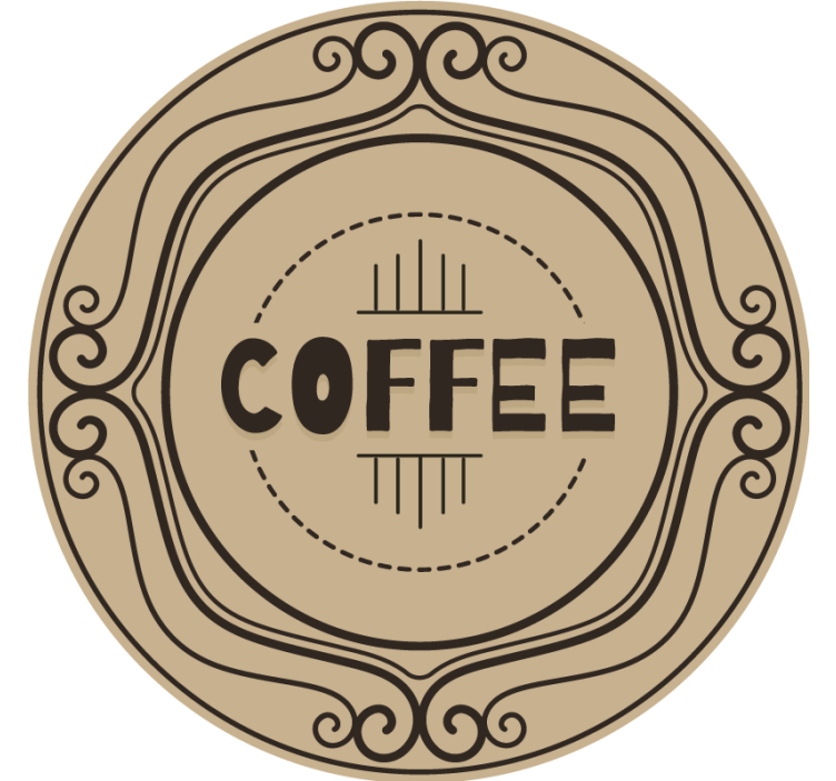 Underlag tilpasset elegant kaffekrets-emblem - Tenstickers