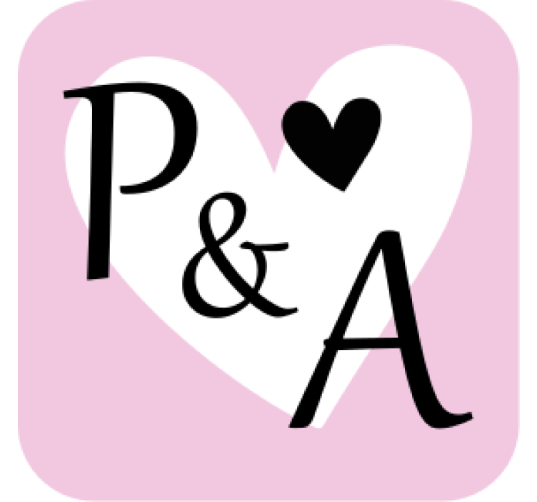 Underlag bryllup hjertemotiv initialer - Tenstickers