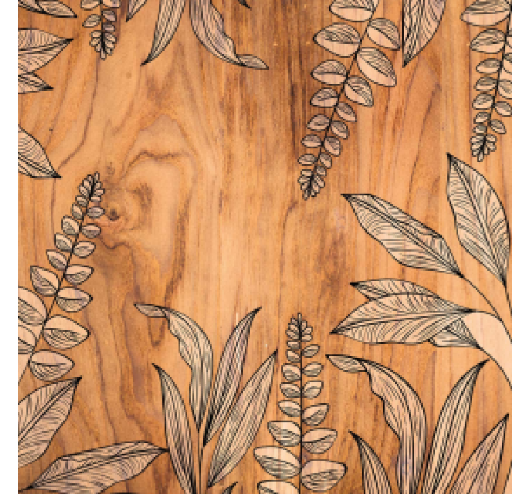 Underlag med naturlig treverk og blomstermotiv - Tenstickers