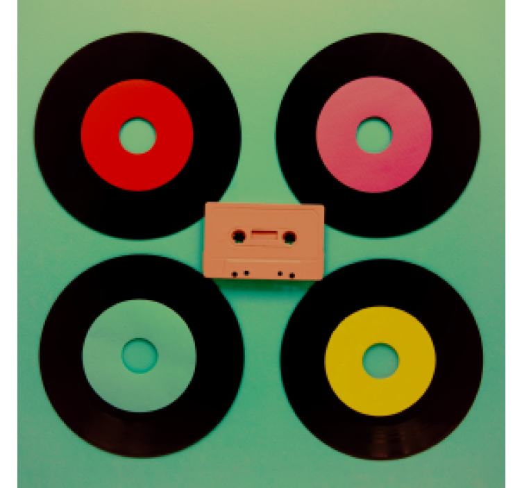 Underlag nerdete retro vinylplater sett - Tenstickers