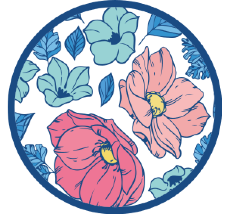Underlag moderne blomstermønster sirkel - Tenstickers