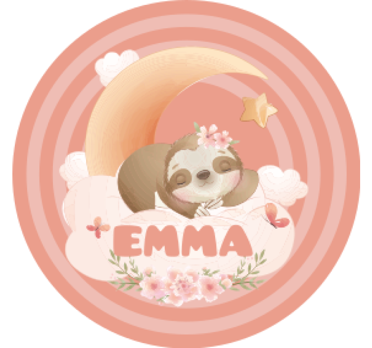 Sloth moon floral underlag tilpasset - Tenstickers