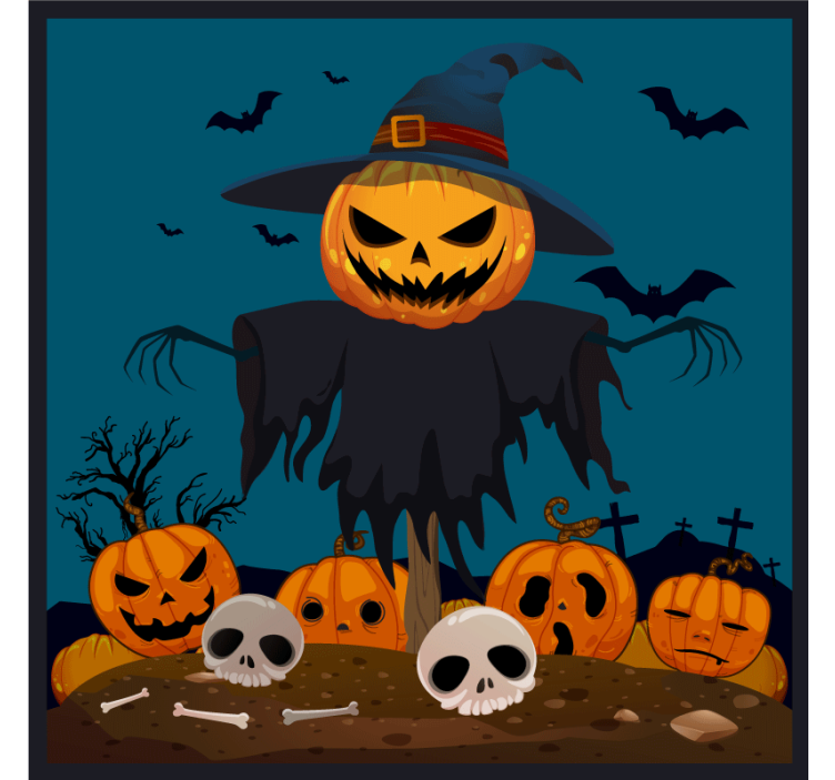 Halloween underlag skremmende gresskar scene - Tenstickers