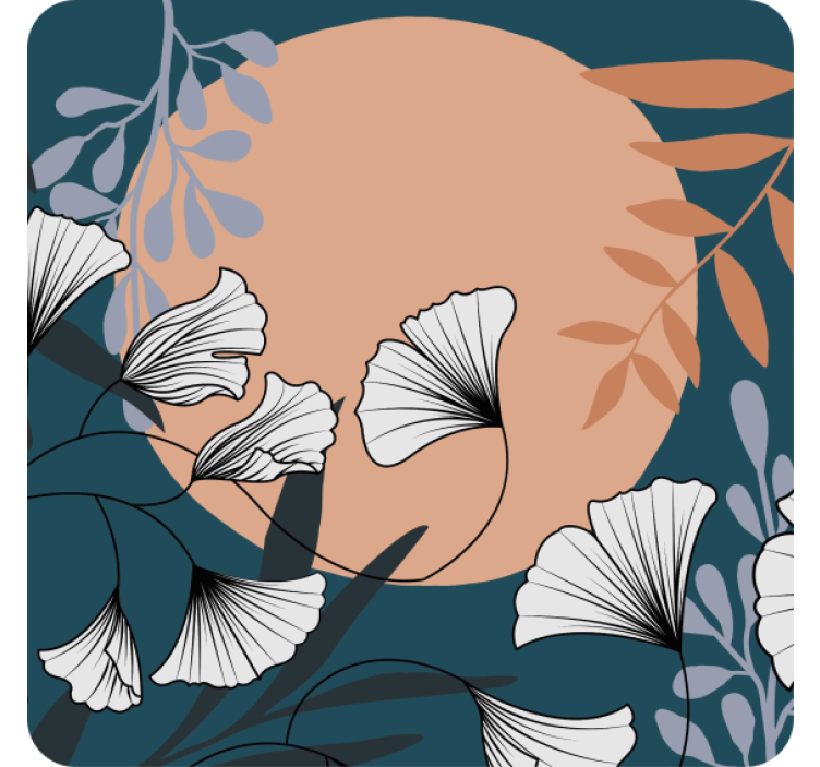 Underlag moderne med blomster ginkgo mønster - Tenstickers