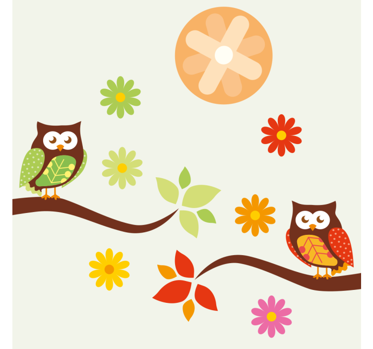 Fargerike ugler og blomster underlag nerdete - Tenstickers