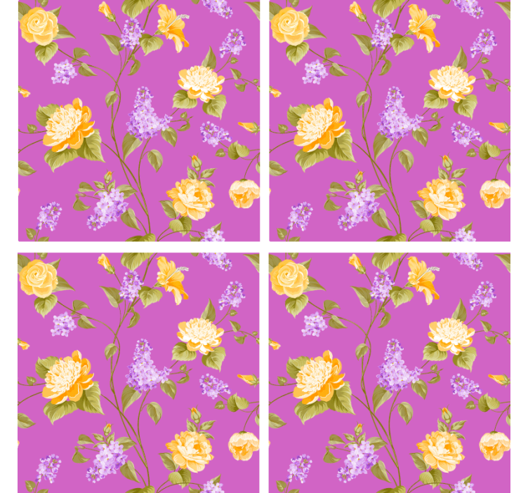 Underlag med blomstertrykk og gule roser - Tenstickers