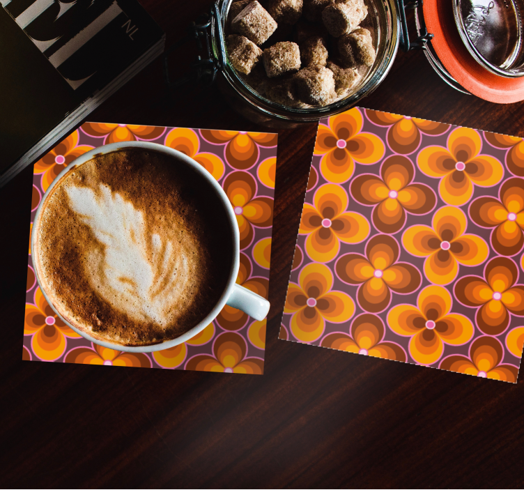 Blomst retro groovy mønster vintage underlag - Tenstickers