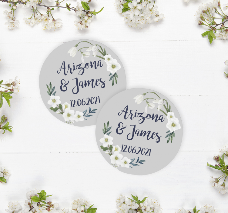 Blomster bryllup tilpasses bryllupet coaster - Tenstickers