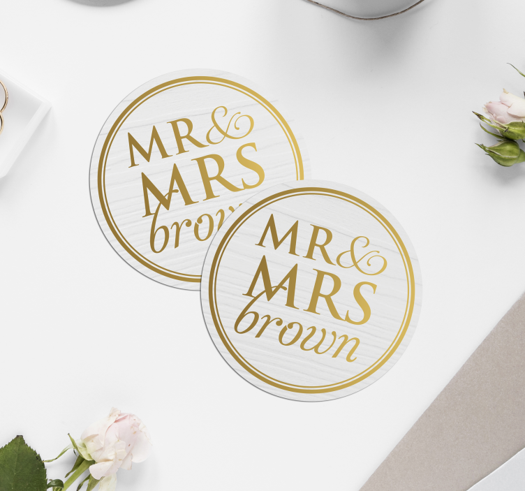 Personlig Mr & Mrs bryllup glassbrikke - Tenstickers