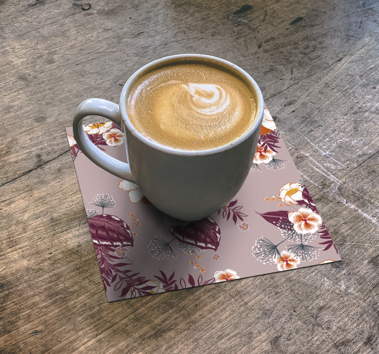 Fargerike blomstertrykk coaster - Tenstickers