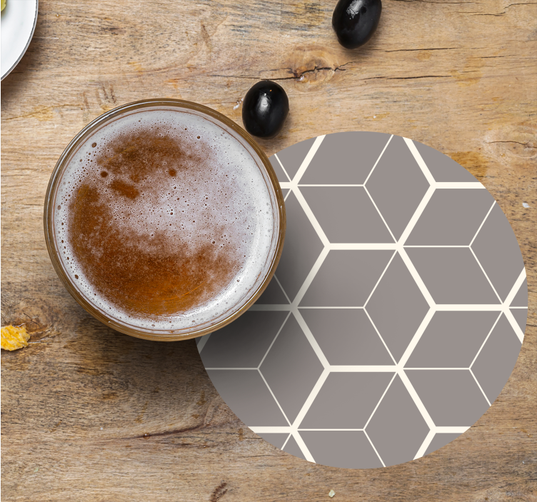 Grått og hvitt sekskantmønster flere glassbrikke - Tenstickers