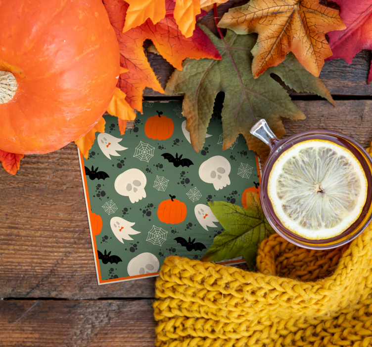 Gresskar, spøkelser og edderkopper mønster Halloween underlag - Tenstickers