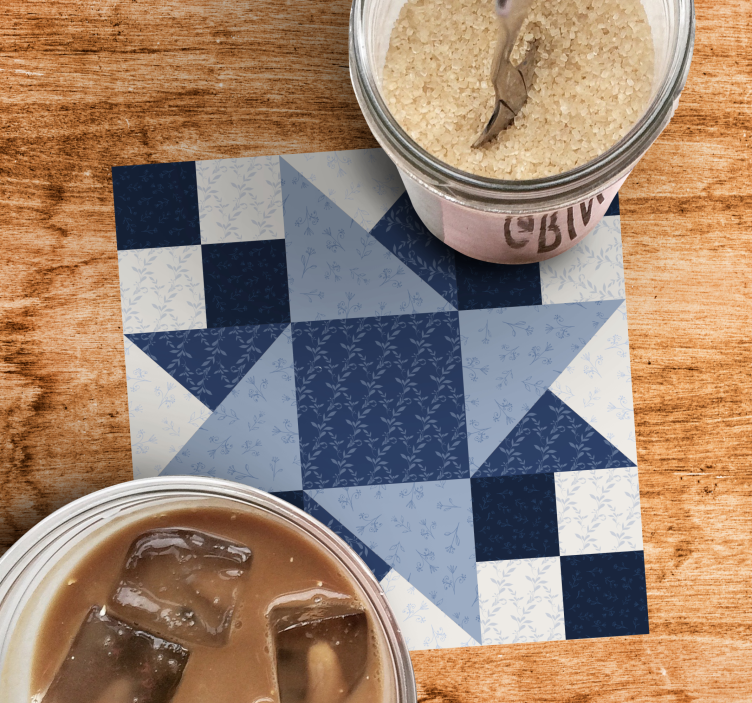 Lappeteppe blå stjerne trekant design vintage underlag - Tenstickers