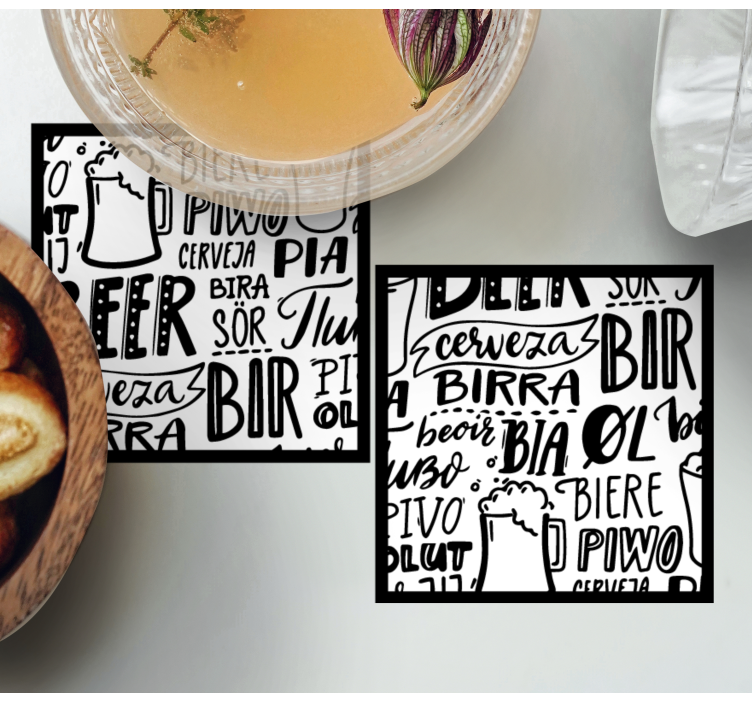 øl skrevet på flere språk ølmåtter - Tenstickers