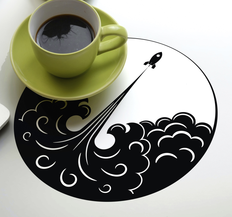 Retro rakett drink coaster - Tenstickers