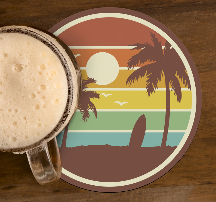 Retro surf landskap drink coaster - Tenstickers