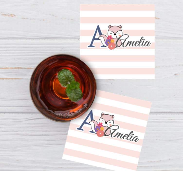 Søte dyr ekorn med navn underlag tilpasset - Tenstickers