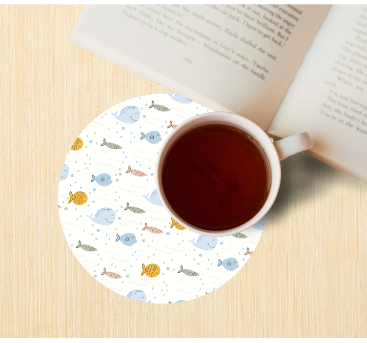 Tegneserie flerfarget fisk underlag moderne - Tenstickers