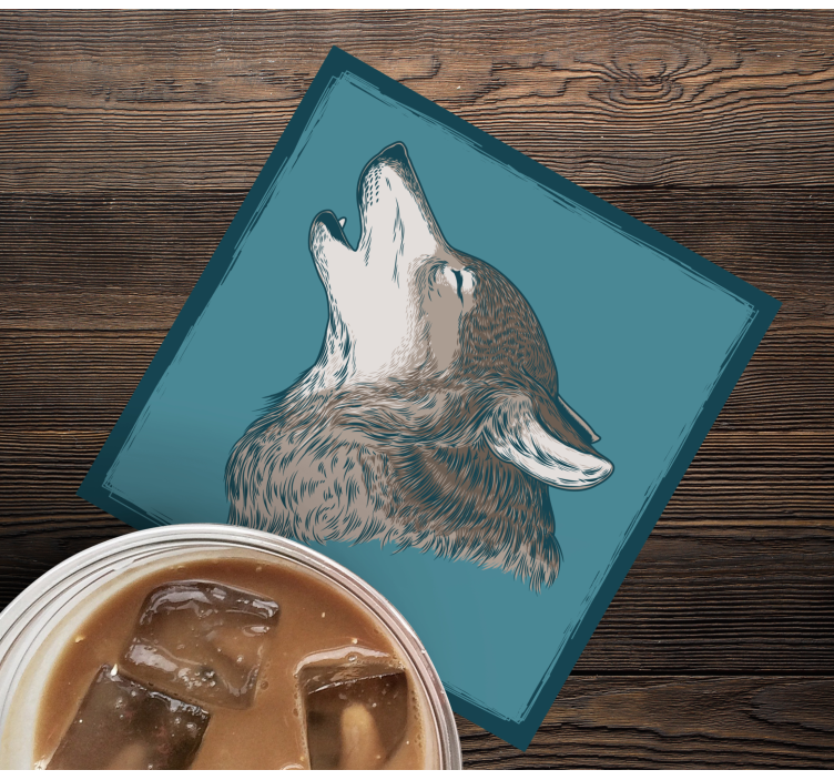 Vill ulv illustrasjon moderne coasters - Tenstickers