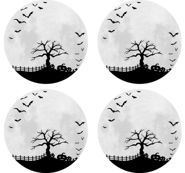 Halloween underlag skummel tre silhuett - Tenstickers
