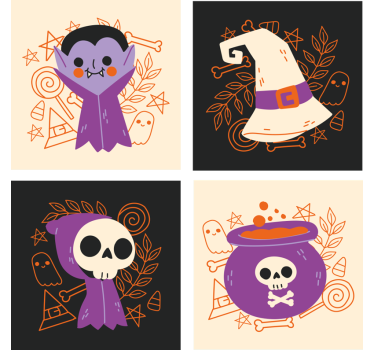 Søte halloween monstre drikker dalbane - Tenstickers