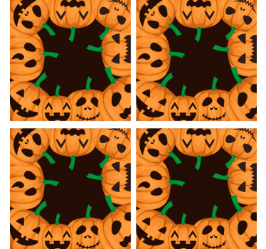 Halloween underlag med smilende gresskaransikter - Tenstickers