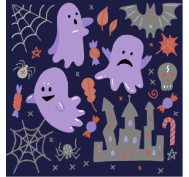 Halloween underlag med morsomme spøkelsesmønster - Tenstickers