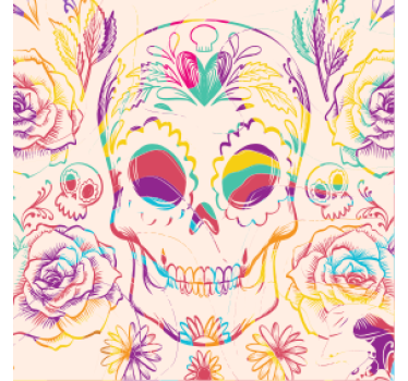 Fargerik hodeskalle blomster halloween underlag - Tenstickers