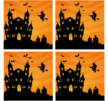 Skummelt slott med flaggermus og heks halloween-dalbane - Tenstickers