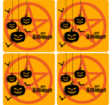 Skummelt gresskarmotiv Halloween underlag - Tenstickers