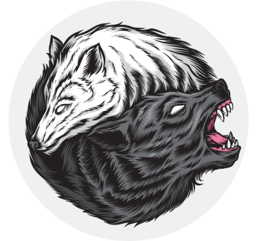 Yin yang ulv illustrasjon halloween coaster - Tenstickers