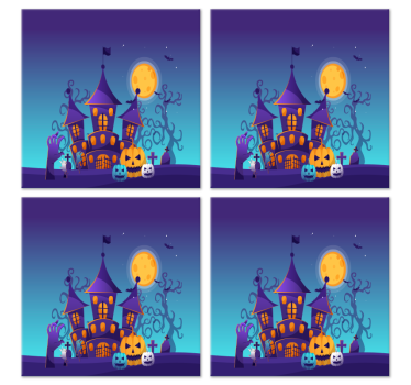 Uhyggelig kirkegård med flaggermus og gresskar Halloween underlag - Tenstickers