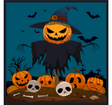 Halloween underlag skremmende gresskar scene - Tenstickers