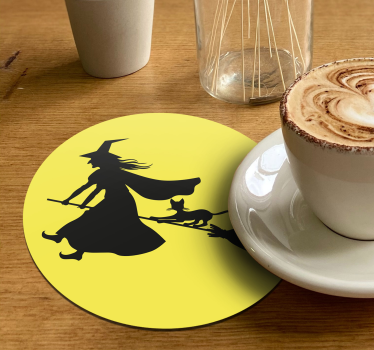 Halloween underlag heks på kosteskaft - Tenstickers